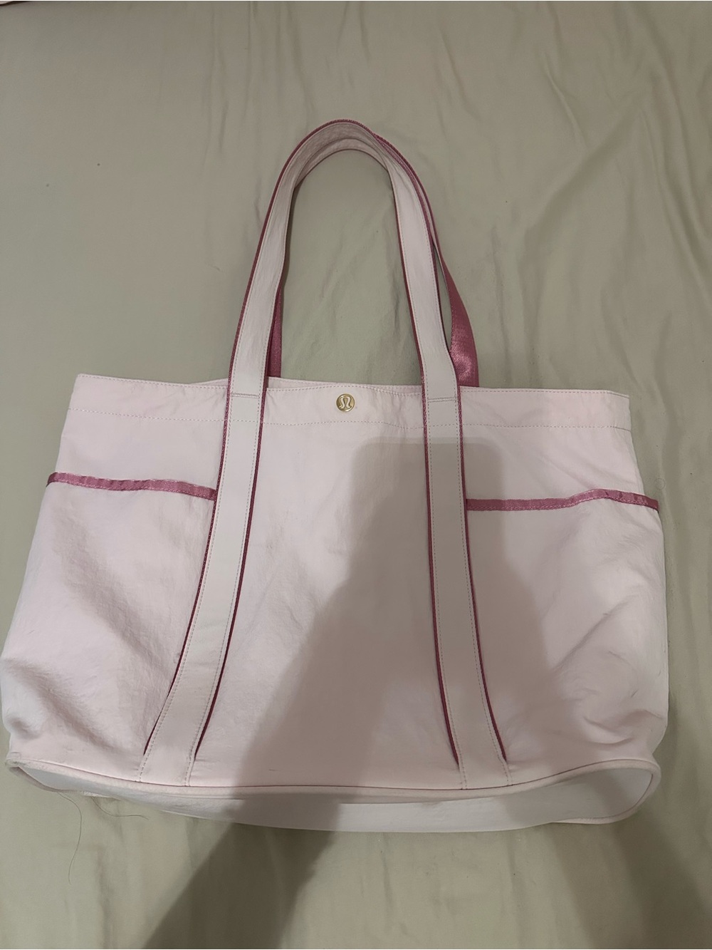 lululemon athletica Light Pink Canvas Tote with Rose Trim